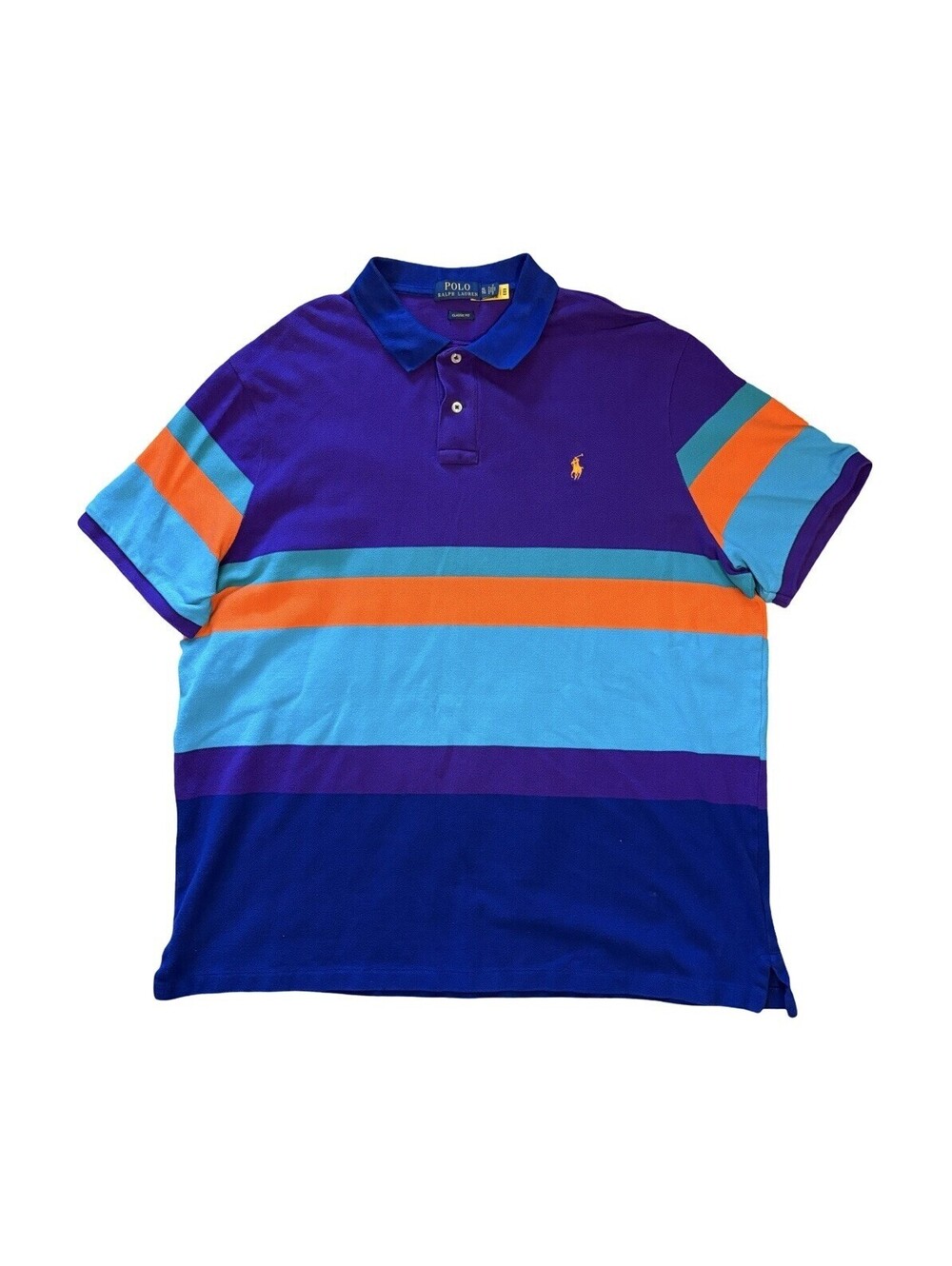 Polo Ralph Lauren Men's Classic Fit Striped Mesh Polo Shirt Size XL Purple Blue